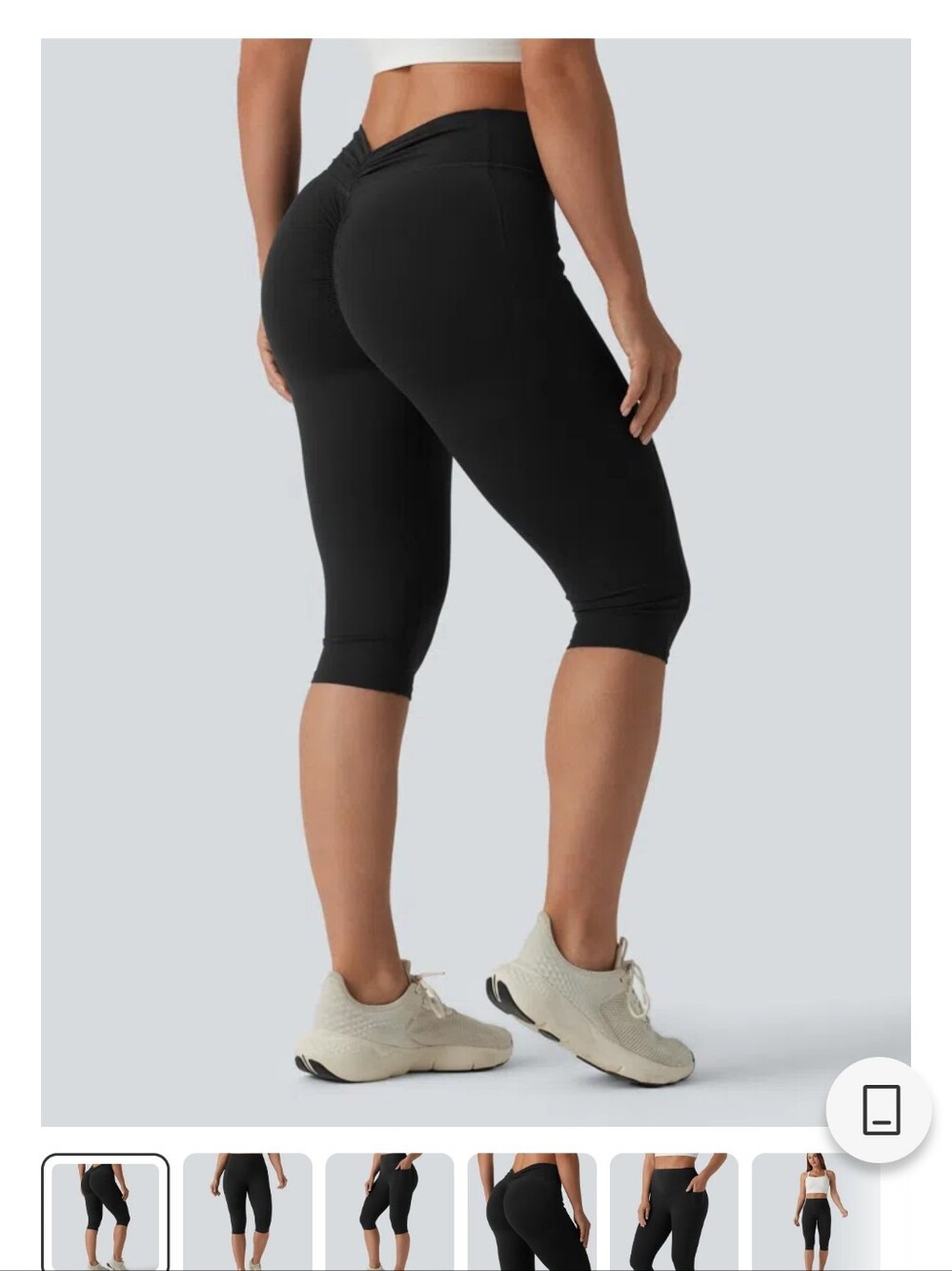 High-Waist Black Capri Scrunch Capri Pedal Pushers